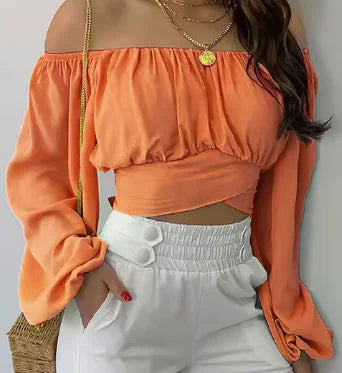 Women's Off-Shoulder Long-Sleeve Blouse