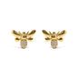 10K Yellow Gold Diamond Accented Bumble Bee Stud Earrings