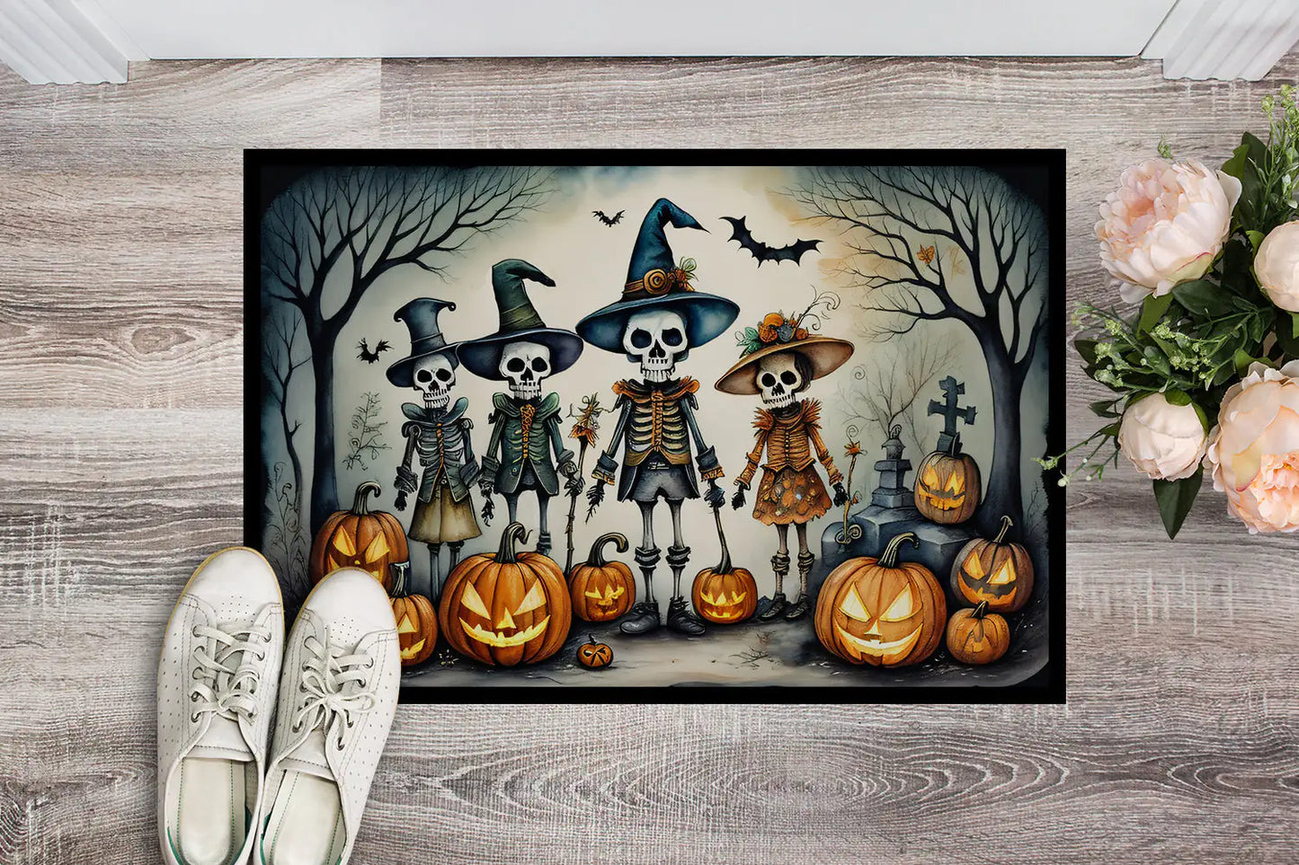 Calacas Skeletons Spooky Halloween Doormat