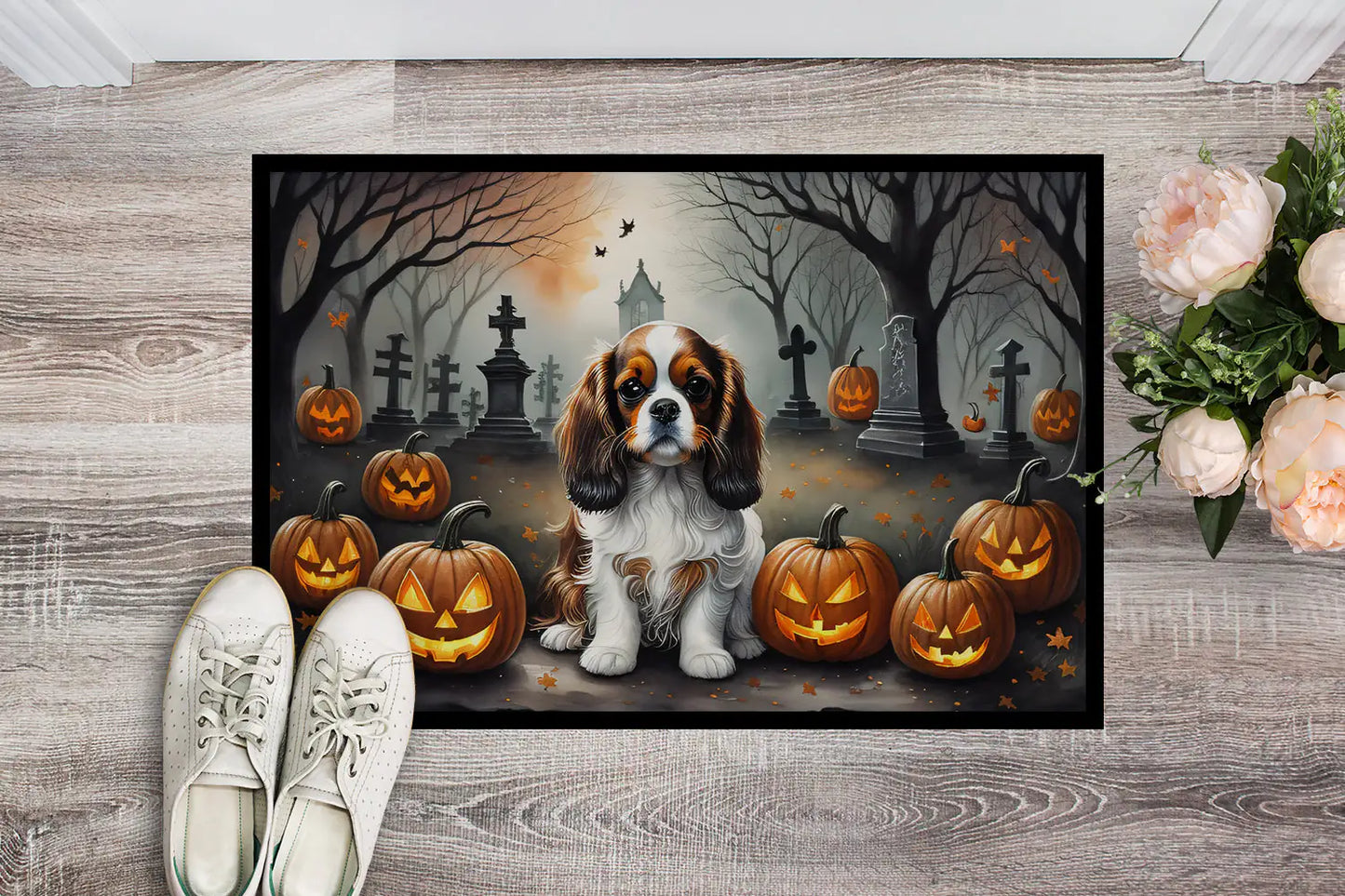 Cavalier Spaniel Spooky Halloween Doormat