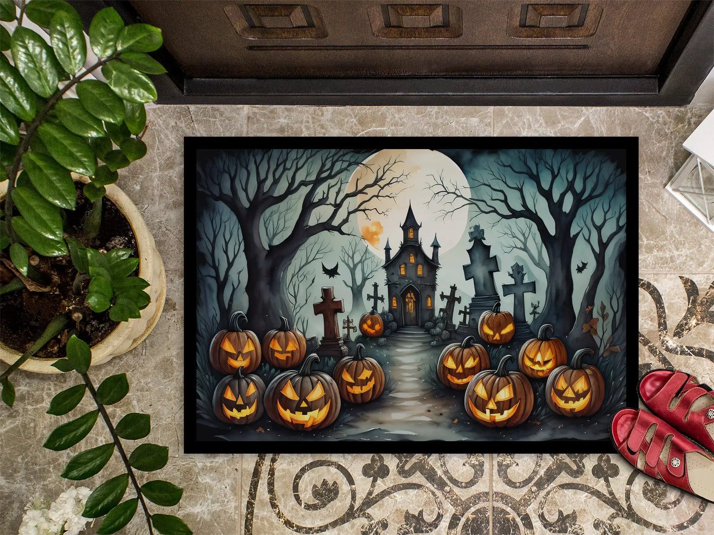 Graveyard Spooky Halloween Doormat