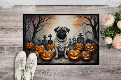 Fawn Pug Spooky Halloween Doormat