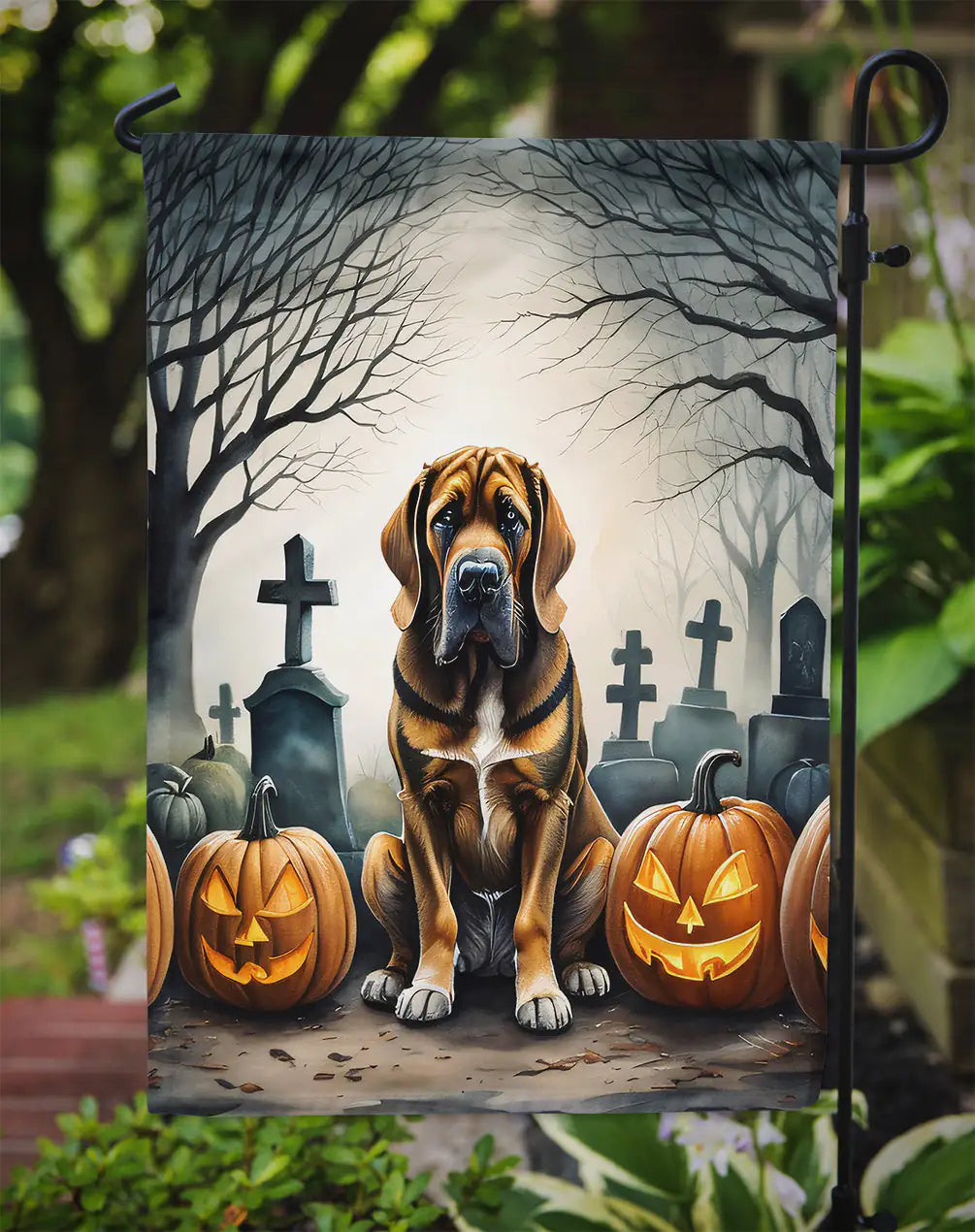 Bloodhound Spooky Halloween Garden Flag