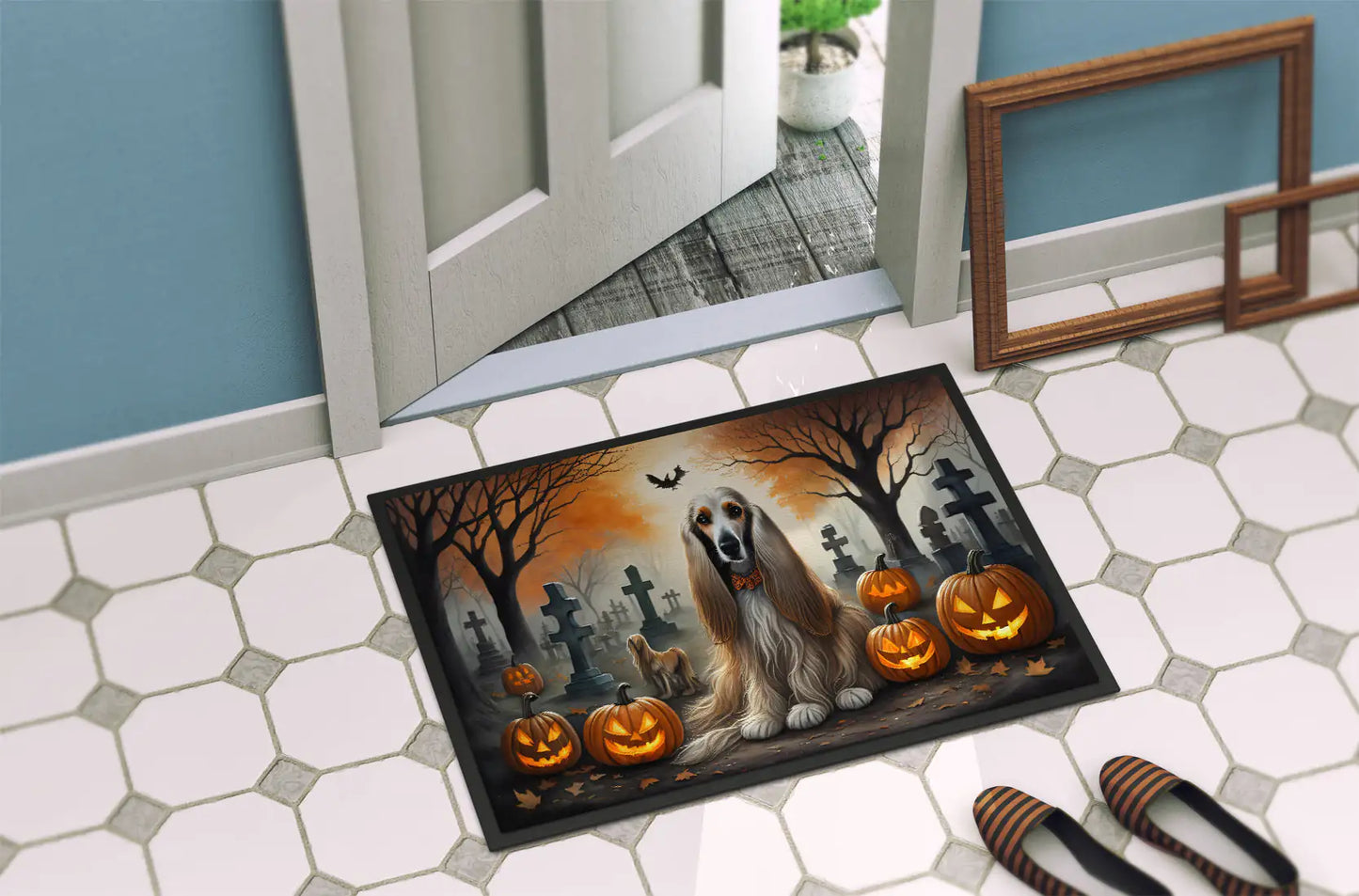 Afghan Hound Spooky Halloween Doormat