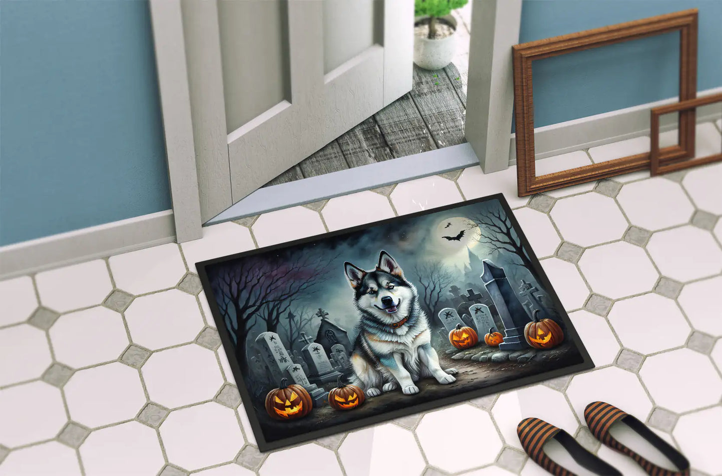 Alaskan Malamute Spooky Halloween Doormat