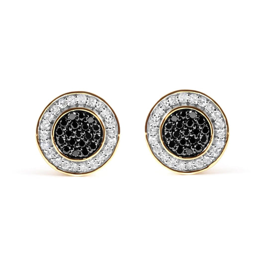 10K Yellow Gold 1/3 Cttw White & Black Diamond Earrings