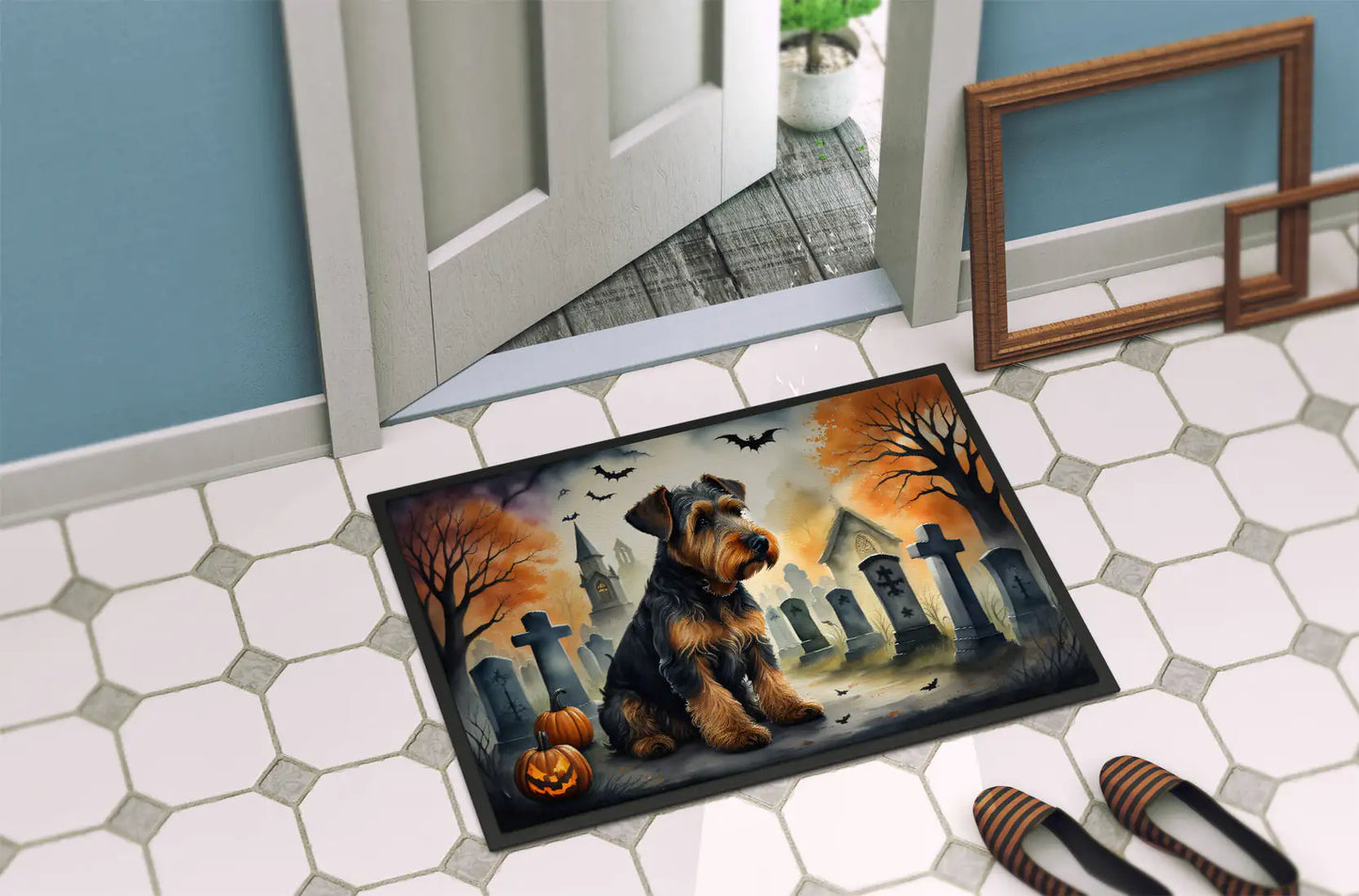 Airedale Terrier Spooky Halloween Doormat