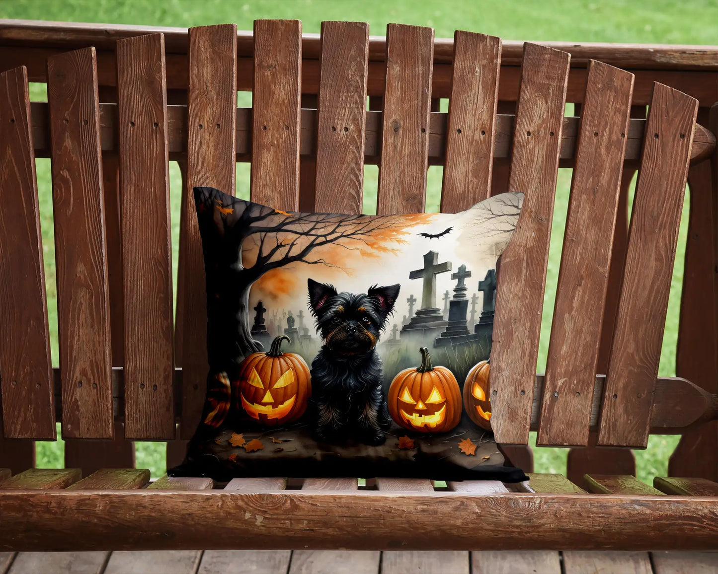 Affenpinscher Spooky Halloween Throw Pillow