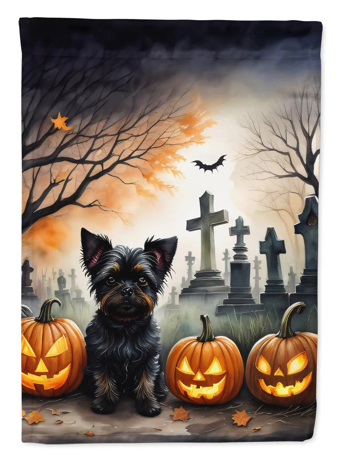 Affenpinscher Spooky Halloween House Flag