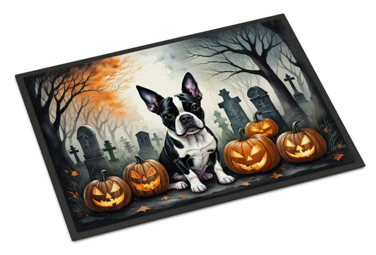 Boston Terrier Spooky Halloween Doormat