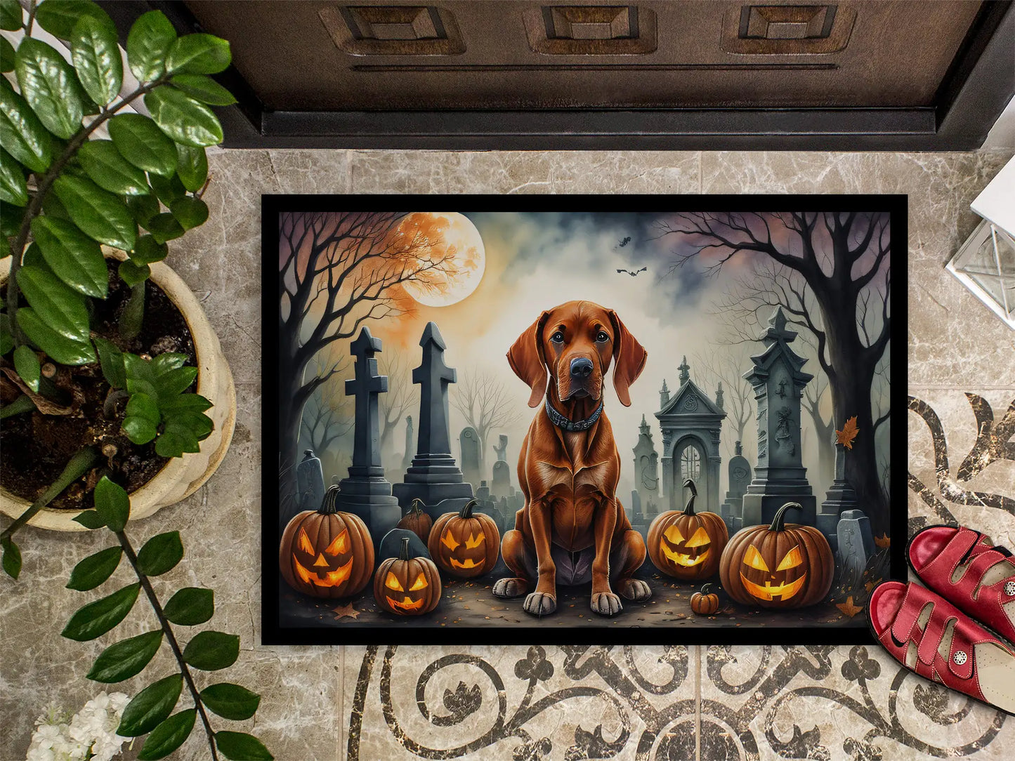 Vizsla Spooky Halloween Doormat