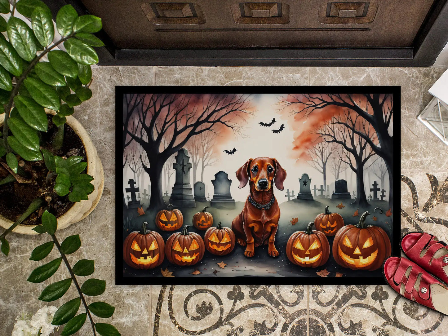 Dachshund Spooky Halloween Doormat